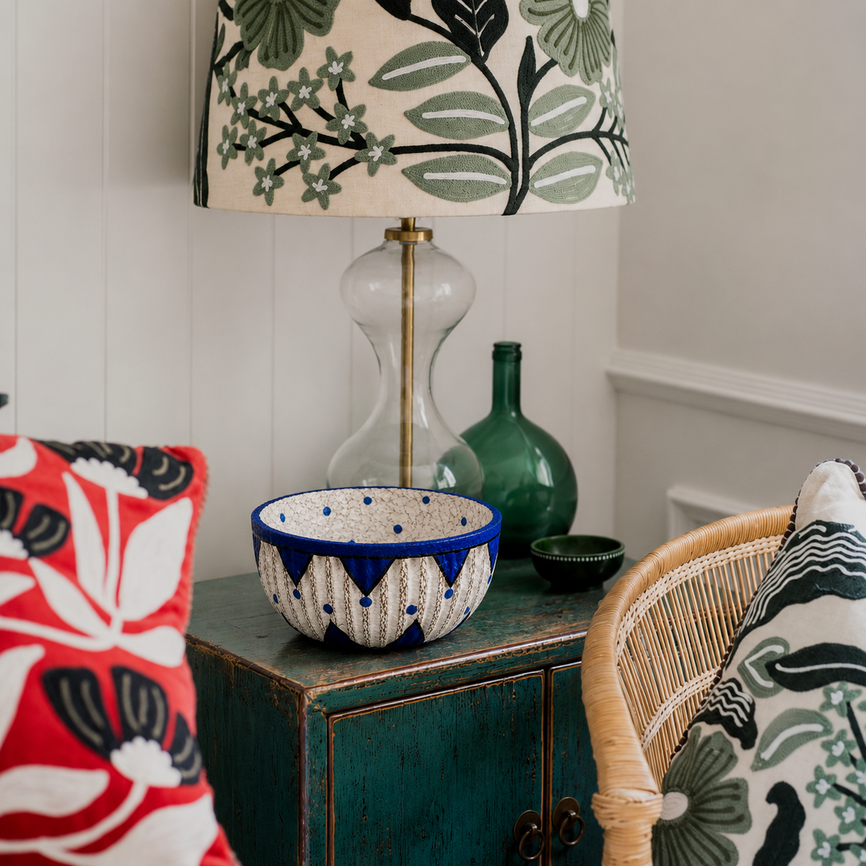 Hand Painted Paper Mache Decorative Bowl