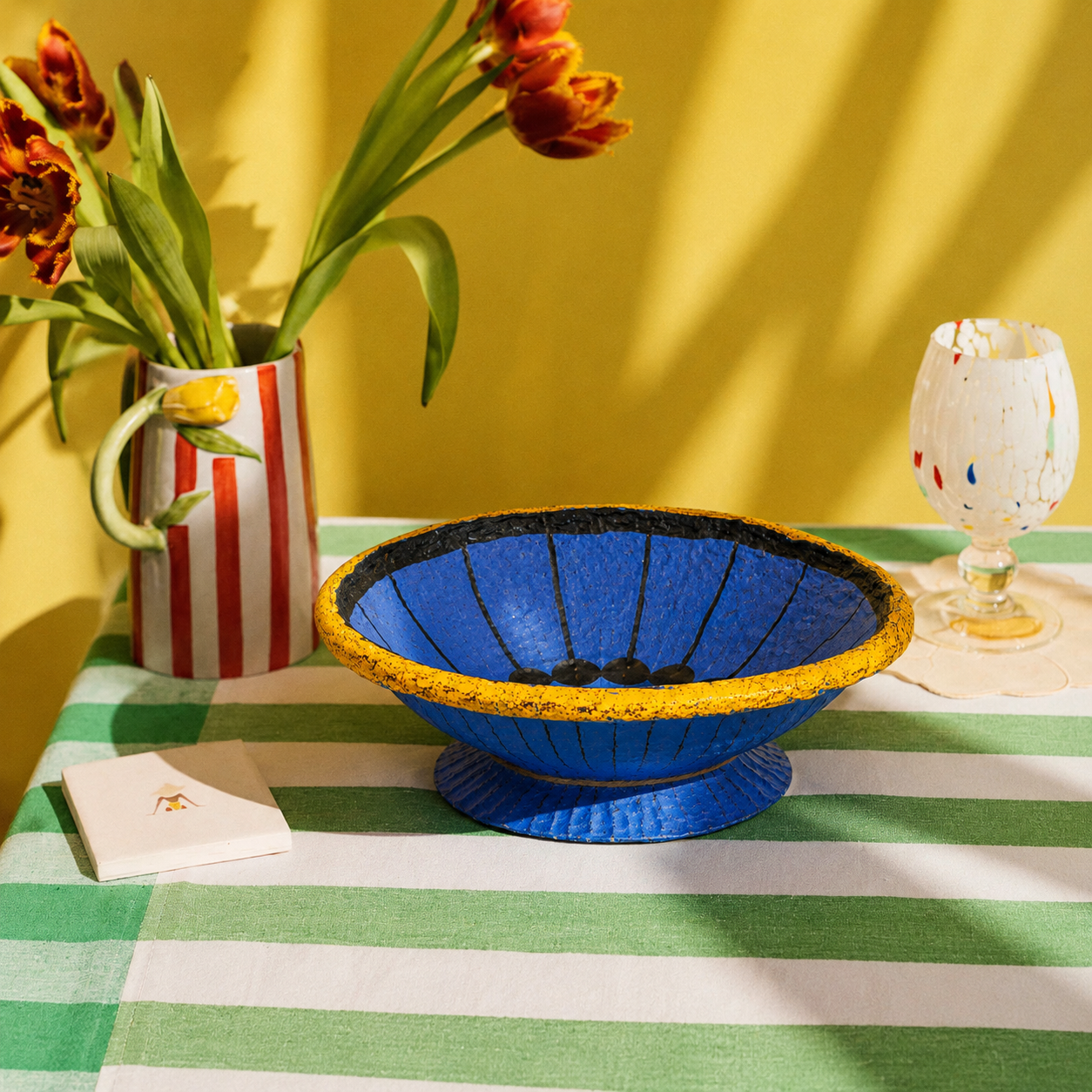 Hand Painted Paper Mache Radial Decorative Platter